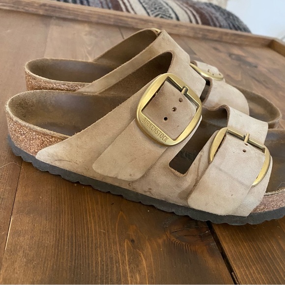 Birkenstock Arizona Big Buckle Sandcastle Nubuck Leather Sandals - Picture 9 of 15